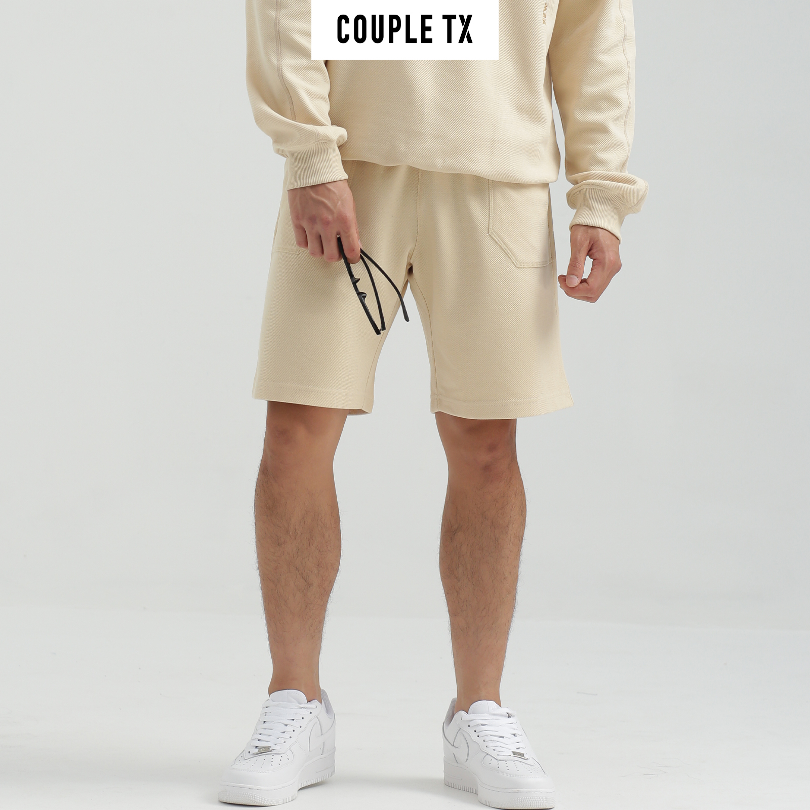 COUPLE TX - Quần Short Nam Slim Thun Gân Xéo MSR 1018