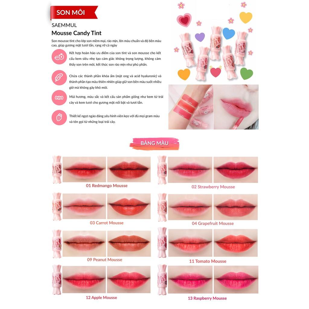 Son Tint Viên Kẹo The Saem Saemmul Mousse Candy Tint 01 Redmango Mousse (8g)