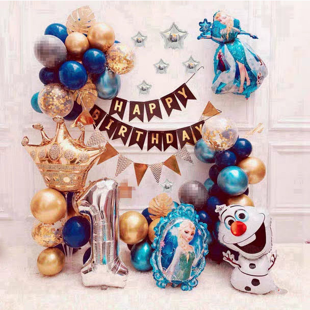 Set trang trí sinh nhật nữ hoàng băng giá elsa cho bé gái BBBG
