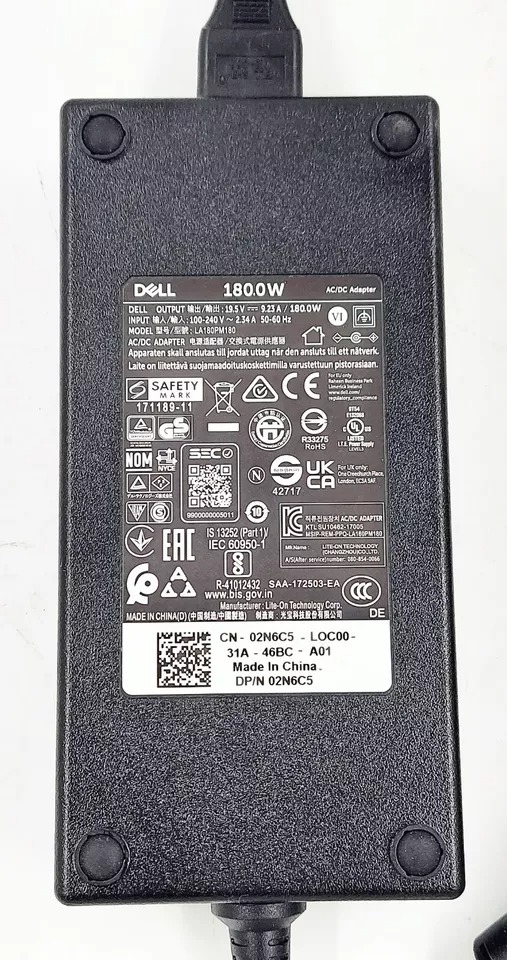 Sạc dành cho Laptop Dell (Các loại) 19.5V 9.23A 180W - Chân kim to 7.4 mm x 5.0 mm hàng nhập khẩu.