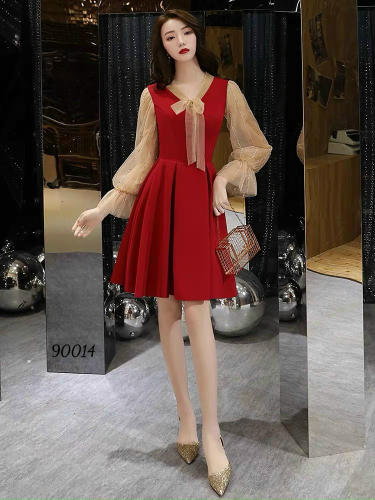 Đầm váy nữ dự tiệc đám cưới trẻ trung dịp noel lễ tết sắc đỏ rực rỡ