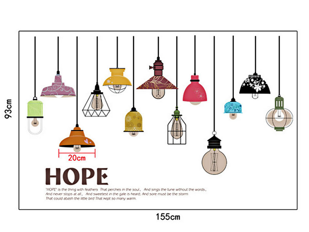 decal dán tường đèn treo chữ hope sk9144