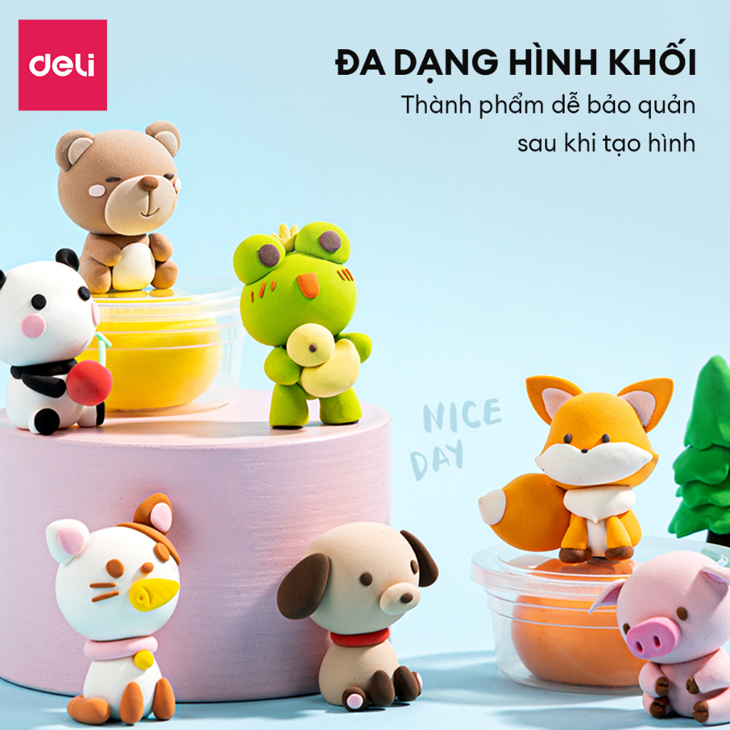 Bộ Đất Nặn Tự Khô Soft Clay Đội Chó Cứu Hộ Deli - Kèm Bộ Dụng Cụ 12/24/36 Màu An Toàn Cho Trẻ Từ 3 Tuổi Đồ Chơi Sáng Tạo