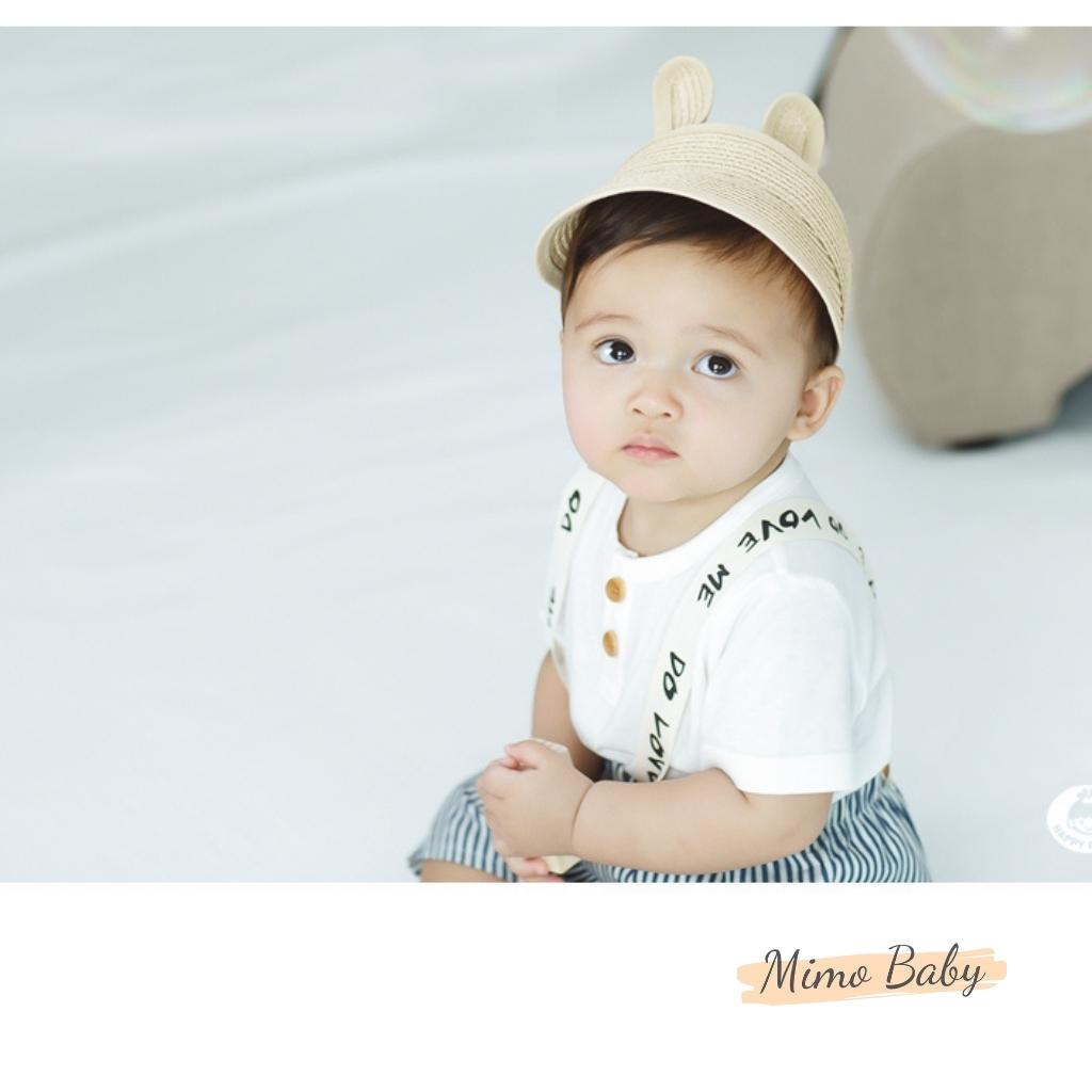 Mũ cói nửa đầu gắn tai thỏ dễ thương cho bé MH111 Mimo Baby