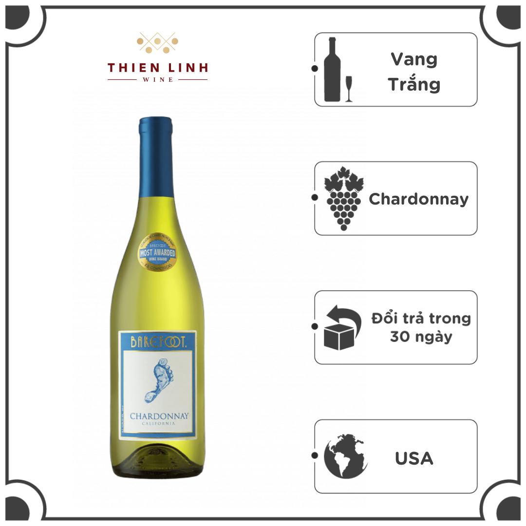 Rượu Vang Trắng USA Barefoot Varietal Chardonnay