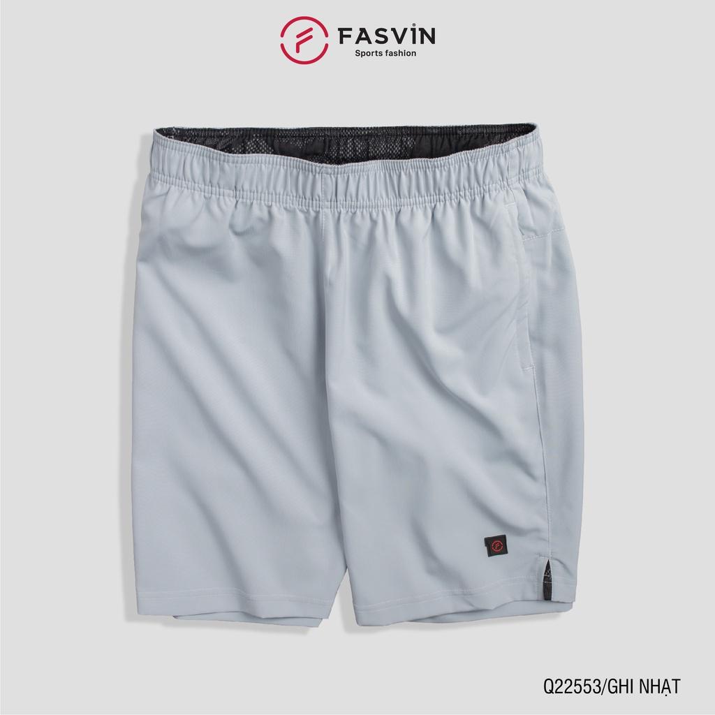 Quần Đùi Nam Fasvin Vải Gió Đẹp Hàng Nhà Máy Chất Lượng Cao Thể Thao Hay Mặc Nhà Q22553.Hn - Ghi Nhạt, Size 3 56 - 64Kg