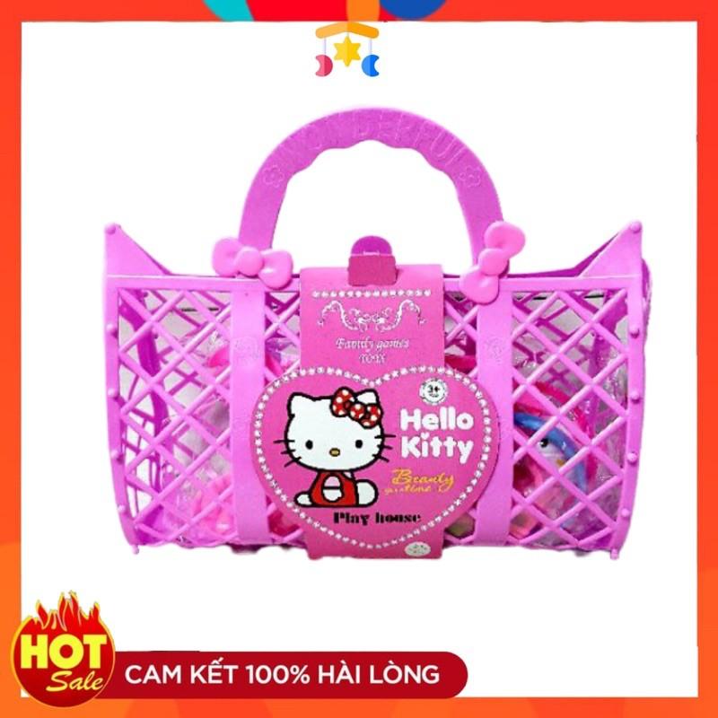 Túi Xách Đồ Chơi Hello Kitty Trang Điểm Làm Đẹp &amp; Cắt Hoa Quả Dễ Thương Cho Bé Gái