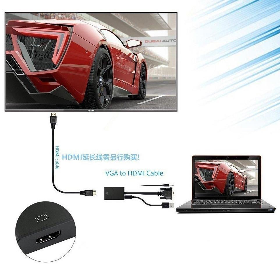 Cáp VGA to HDMI + tặng cáp HDMI 1.5m kết nối máy tính với Tivi