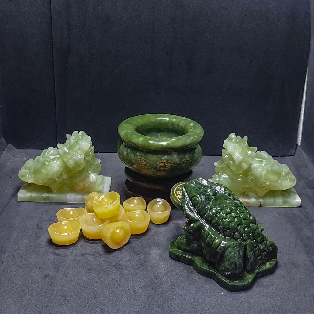 Bát Tụ Bảo + Thiềm Thừ Phong Thủy + Tỳ Hưu Phong Thủy - Đá Hoàng Long, Đá Serpentine, Đá Trắng Non Nước