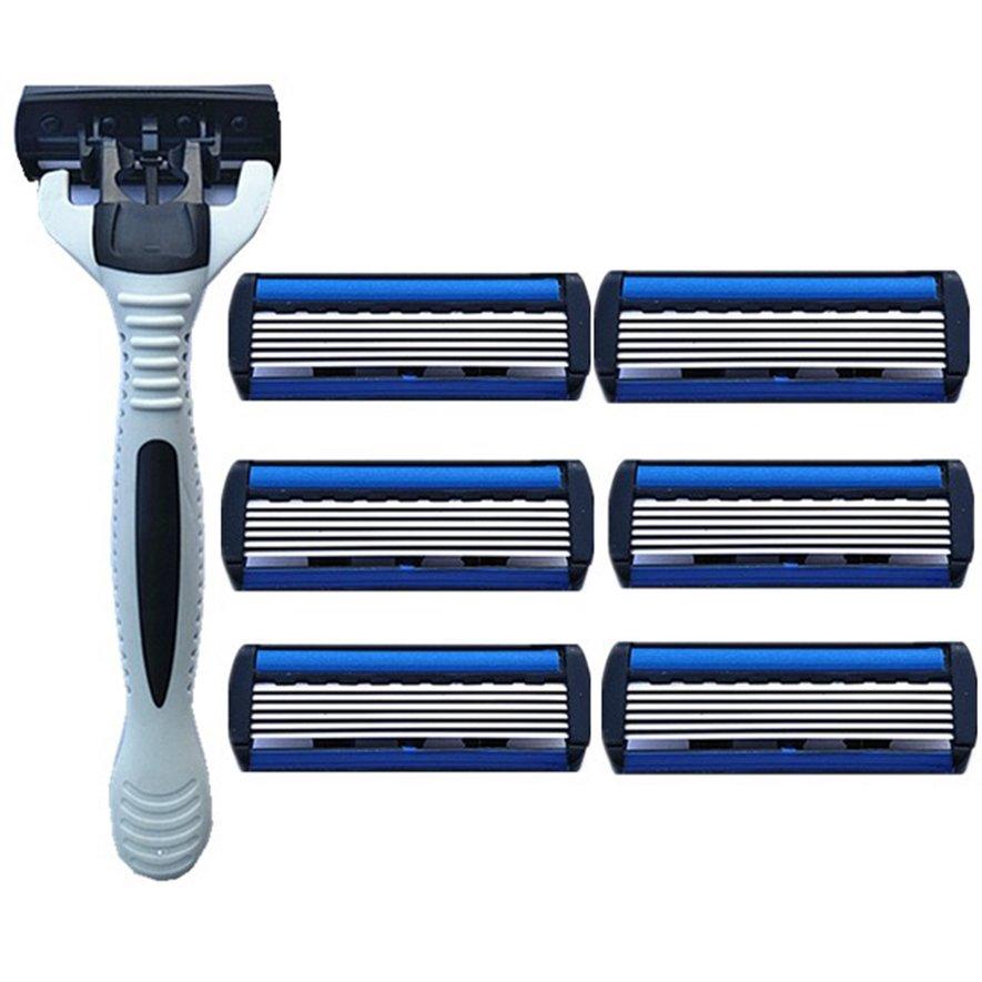 Bộ Dao Cạo Râu + Giá Đỡ + 7 Lưỡi Dao Thay Thế Cho Máy Cạo Râu