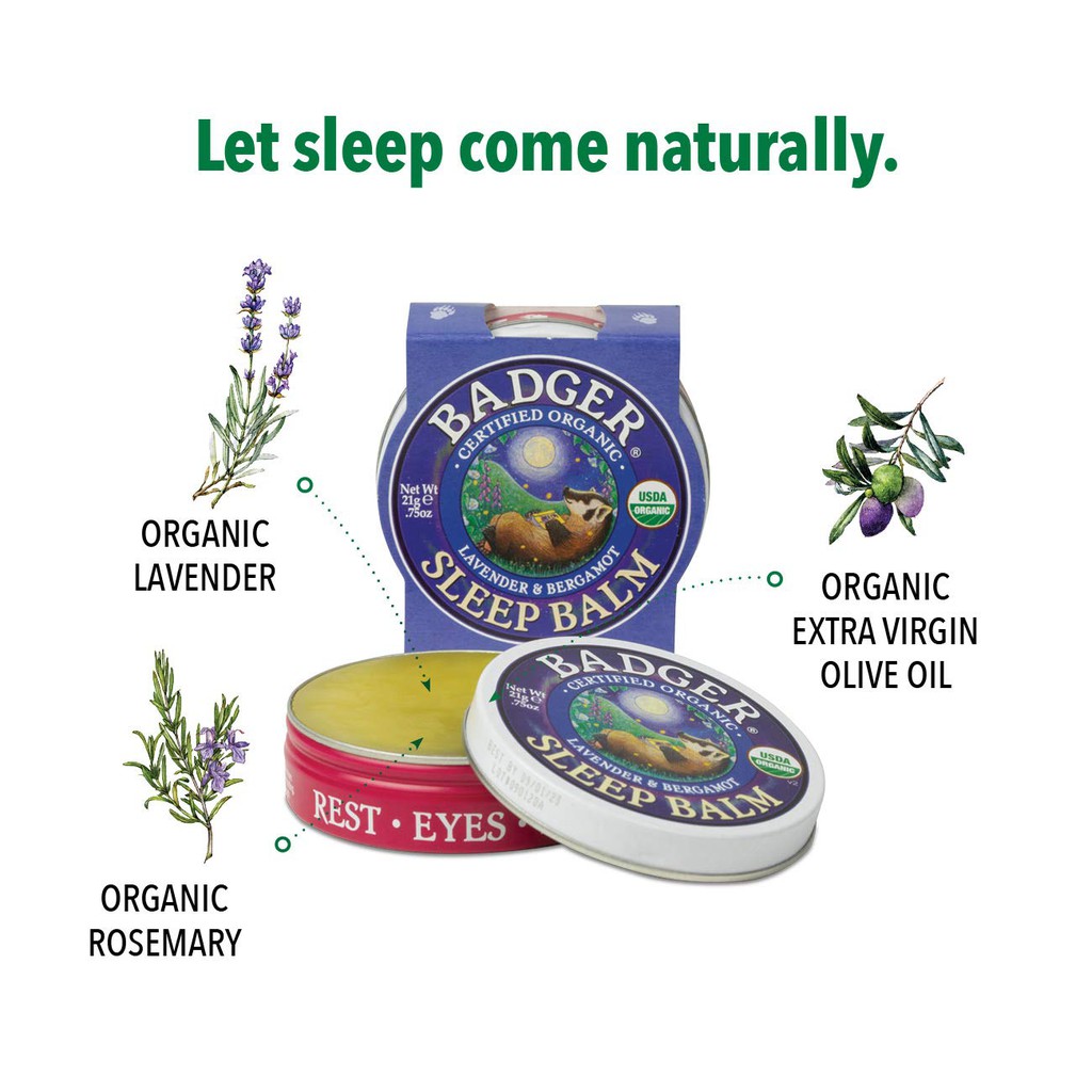 Sáp dầu hữu cơ hỗ trợ giấc ngủ ngon Badger Sleep Balm USDA Organic - 21g