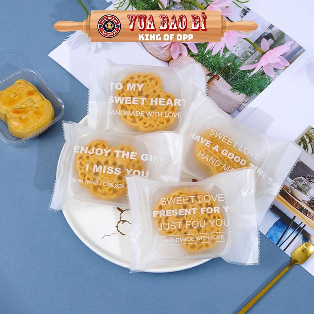 100 Túi Đựng Bánh Kẹo, Bao Bì Đựng Trà, Bánh Kẹo Họa Tiết Chữ Tiếng Anh Trắng 4 Trong 1 - VUA BAO BÌ