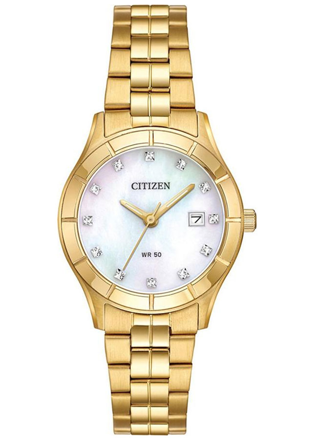 Đồng Hồ Nữ Citizen Đính Đá Swarovski Dây Thép Không Gỉ EU6042-57D - Mặt Xà Cừ