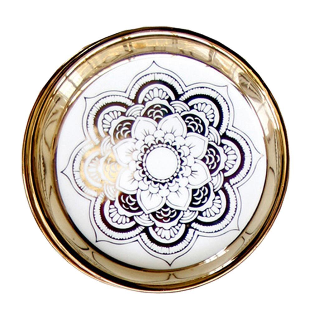 2X Nordic Style Ceramic Small Dishes Circle Trinket Tray Gold Trim Style-02
