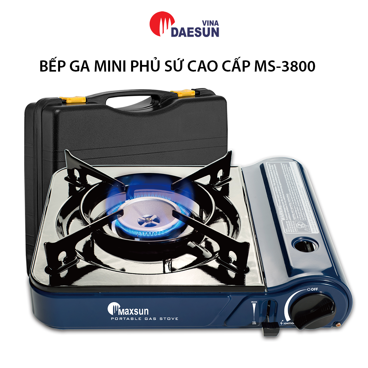 Bếp Ga Mini MS-3800 - Công Suất 2900W | Phủ Sứ Cao Cấp | Inox Chổng Rỉ | Bảo Hiểm Chống Nổ | Hàng Chính Hãng