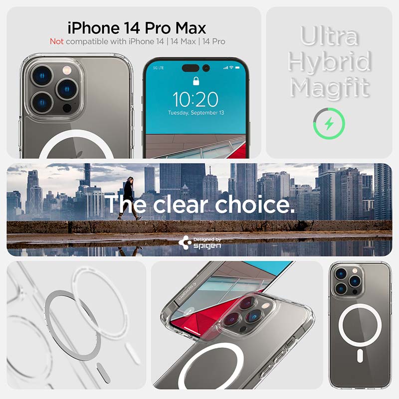 Ốp Lưng dành cho iPhone 14/14 Plus/14 Pro/14 Pro Max SPIGEN Crystal Hybrid MagFit White - Hàng Chính Hãng