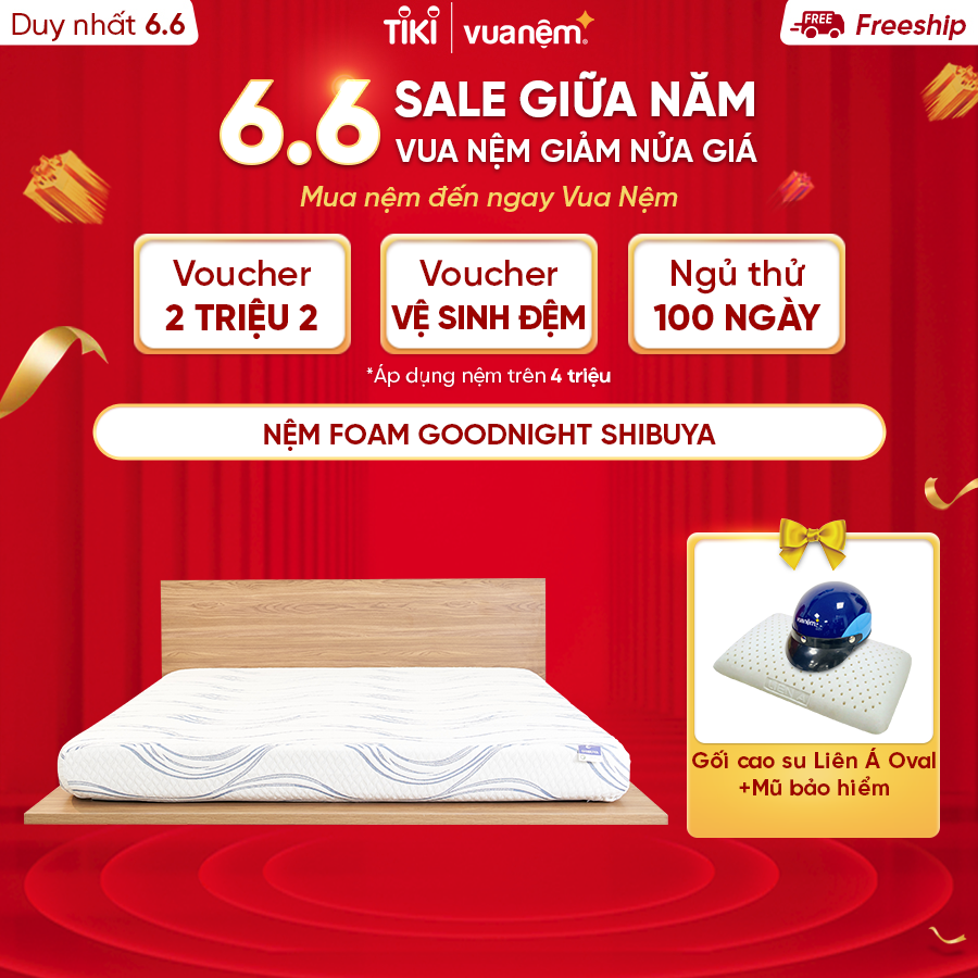 Nệm foam Goodnight Shibuya Platinum 20cm công nghệ Nhật Bản - Khả năng nâng đỡ tốt, tạo độ cứng mềm lý tưởng cho cột sống lưng