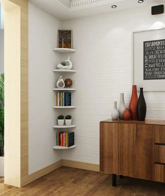Bộ 3 Kệ Trang Trí Treo Góc Tường Juno Sofa Hình Cung Tròn (Không Cần Khoan Tường) KT 28x 28x1.8cm