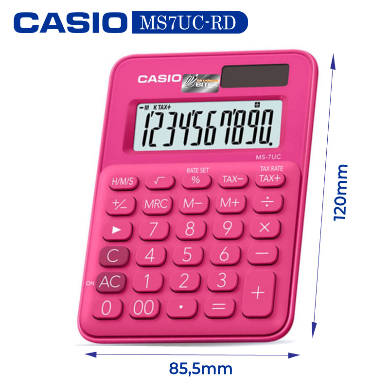 Máy tính Casio MS-7UC, Bảo hành 7 năm - Giao màu ngẫu nhiên - Hàng chính hãng Bitex