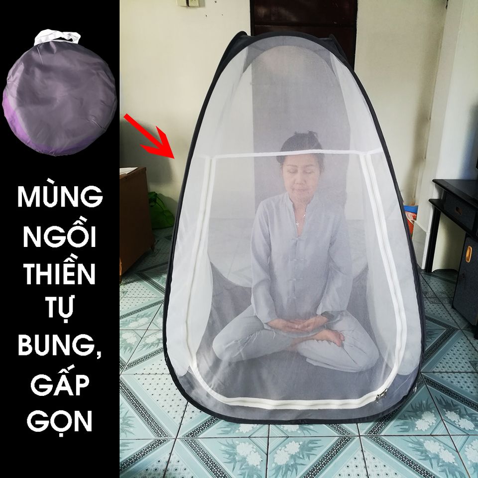 Mùng, Màn Dệt 10/10 Ngồi Thiền Tự Bung D*R*C = 1m*1m*1m35, Bảo hành 18 tháng