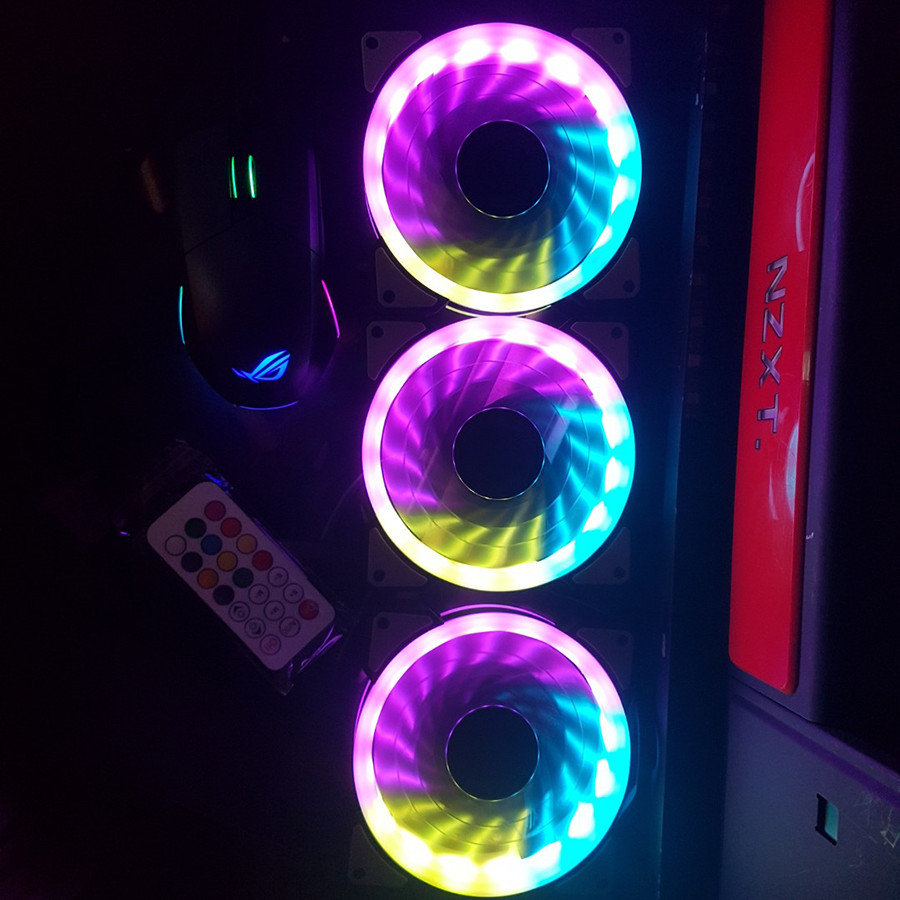 Bộ 3 Fan LED NEEDMAX RGB D-Ringer Rainbow + Hub Điều Khiển (Tặng cáp OTG Type C Earldom) - Hàng Nhập Khẩu