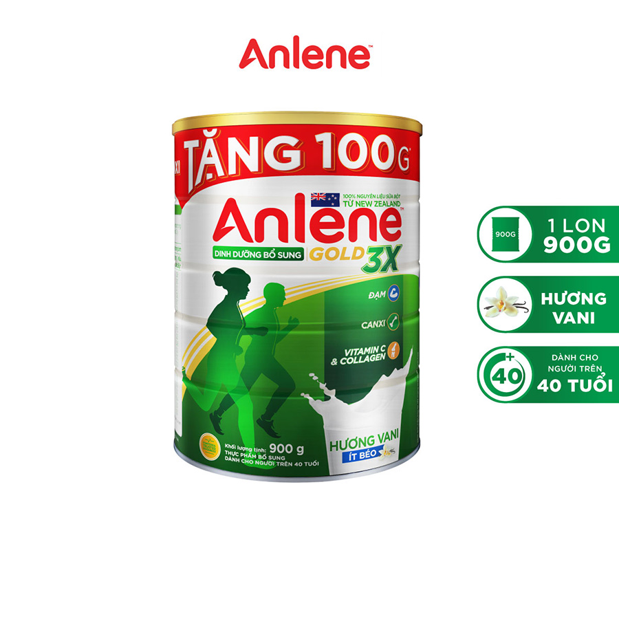 [Anlene3X-Tặng thêm 100g cho lon 800g ] Sữa bột Anlene Gold Movepro Vani 900g (trên 40 tuổi)