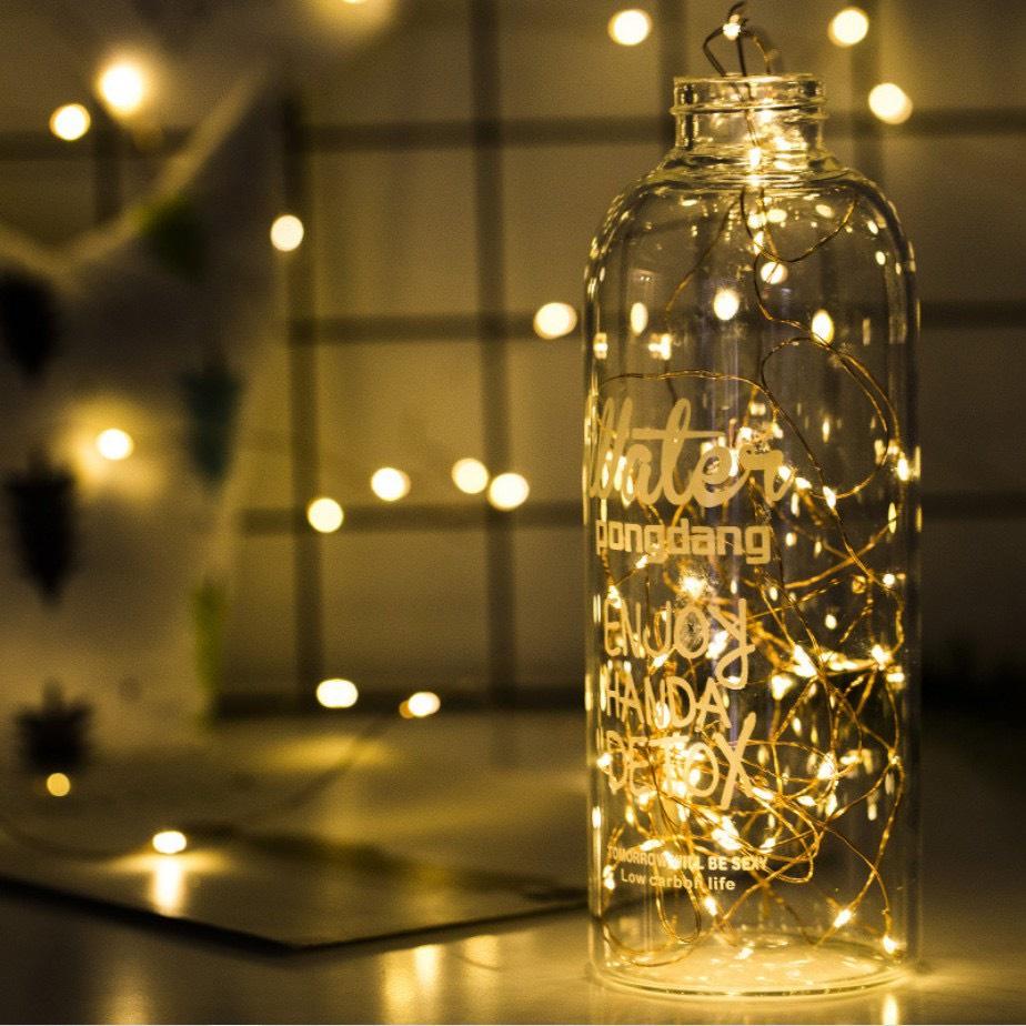 Dây đèn led trang trí đom đóm fairylight có sẵn pin kích thước 1m, 2m, 3m màu vàng