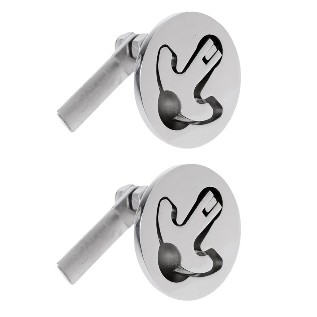 2x Boat Hatch Latch Turning Lift T-Handle 2" 316 Stainless Steel Flush Mount
