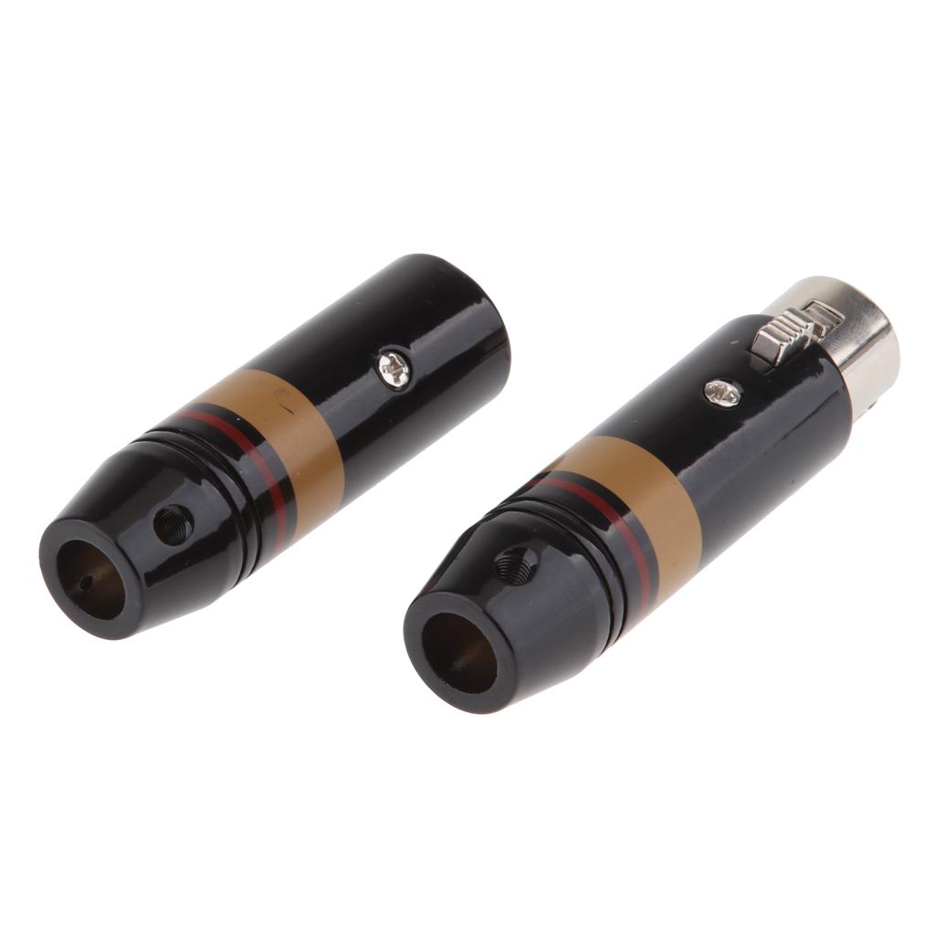 Silver-plated 3 Pin XLR Audio Cable Connector for MIC, Black