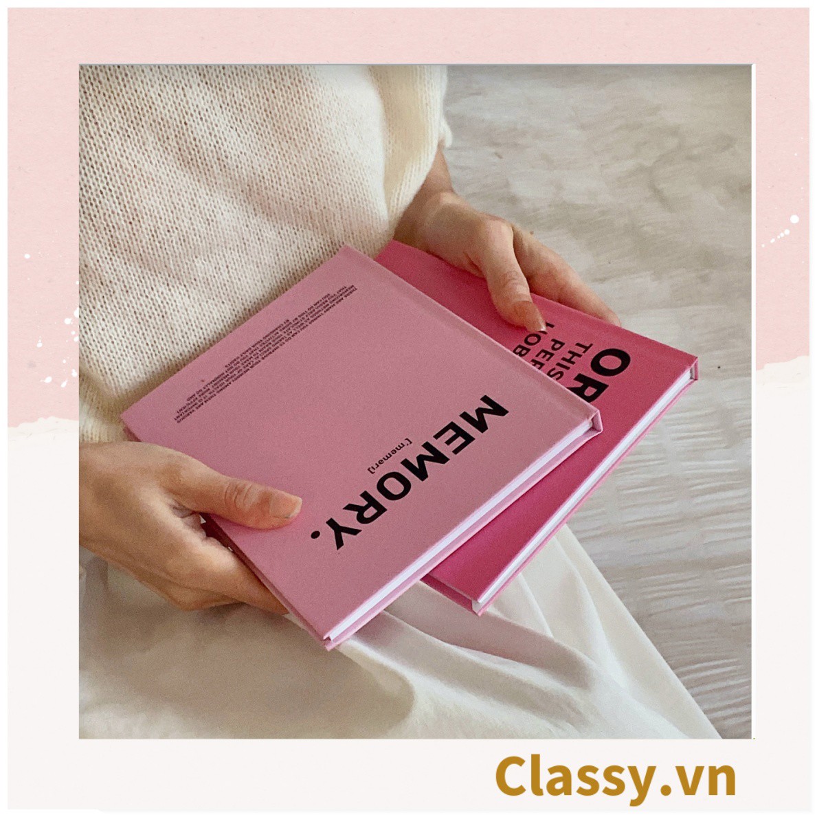 Sổ dán gáy bìa cứng - Classy Notebook ghi chép A5 100 trang bìa tối giản- Giấy kẻ ngang chống lóa mắt in chữ PK1747