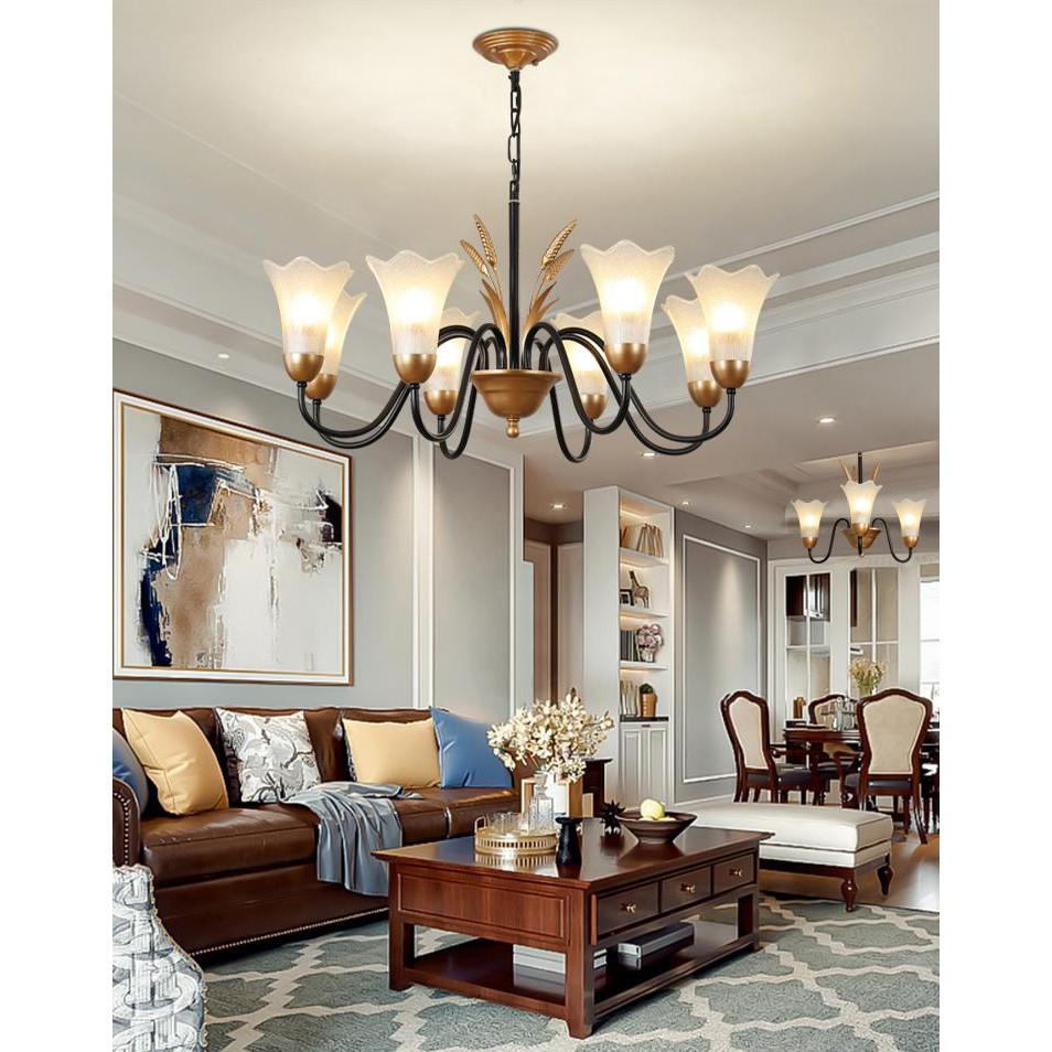Đèn chùm LED 8 tay sang trọng phong cách cổ điển châu âu