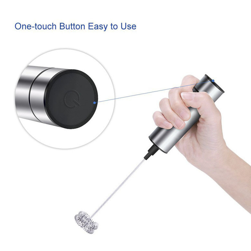 Điện Bọt Sữa Cầm Tay Không Dây Điện Mạnh Mẽ Lò Xo Thép Không Gỉ Phối Xốp Đánh Máy Làm Cho Cà Phê Cappuccino