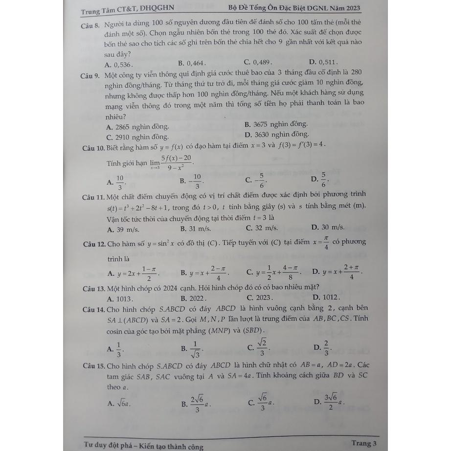 Sách - Bộ đề tổng ôn đặc biệt đánh giá năng lực (DHQGHN 2023)