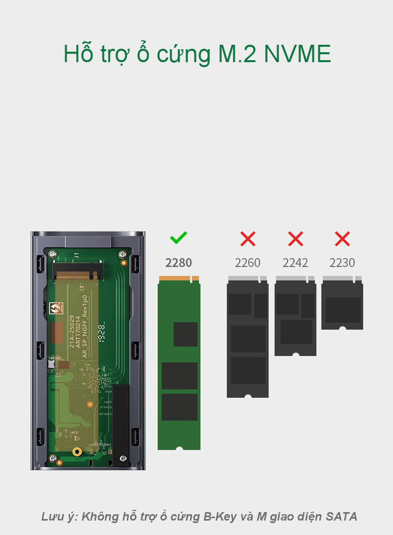 Hộp đựng ổ cứng M.2 UGREEN CM343 80336 - Tốc độ truyền 40Gpbs -Thunderbolt 3-hỗ trợ ổ cứng 2 TB - Hàng nhập khẩu chính hãng
