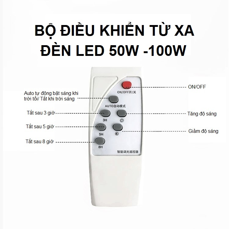 Đèn Led Năng Lượng Mặt Trời Chiếu Sáng Ngoài Trời IP65 100W AZONE