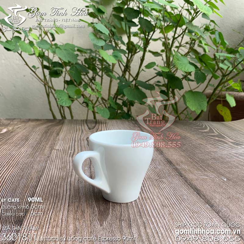 Ly tách sứ uống cafe espresso 90ml men trắng Gốm sứ Bát Tràng cao cấp