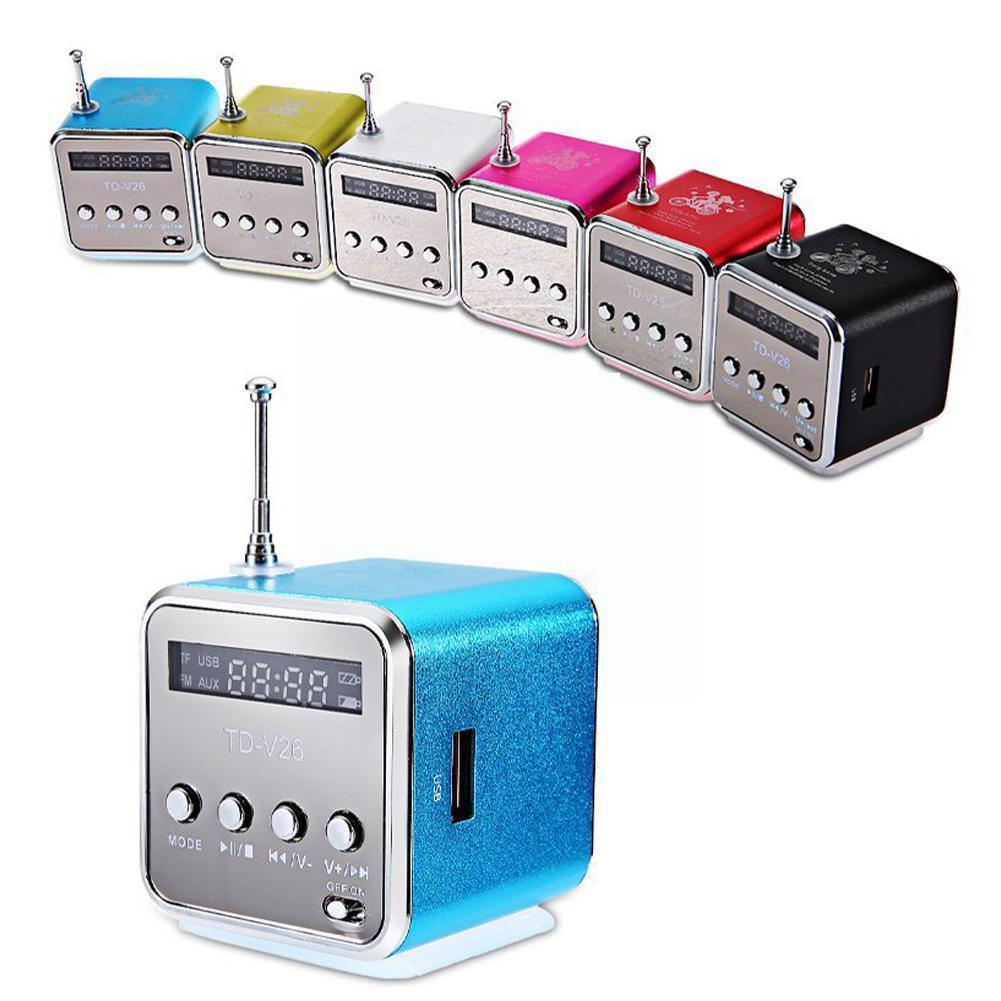 Di động Mini TDV26 Digital FM Radio loa kép U Stereo SD / TF Micro / Disk Loa Color: F