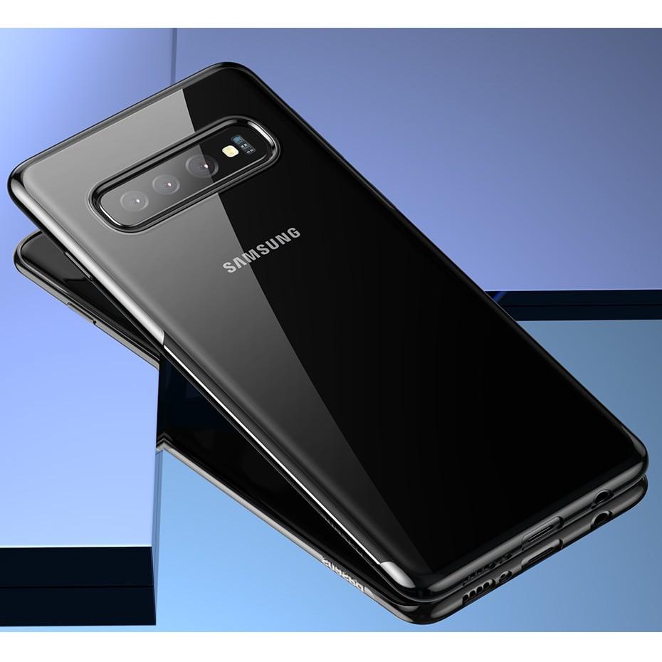 Ốp lưng cho Samsung Galaxy S10 & S10 Plus dẻo trong suốt viền màu hàng chính hãng Baseus