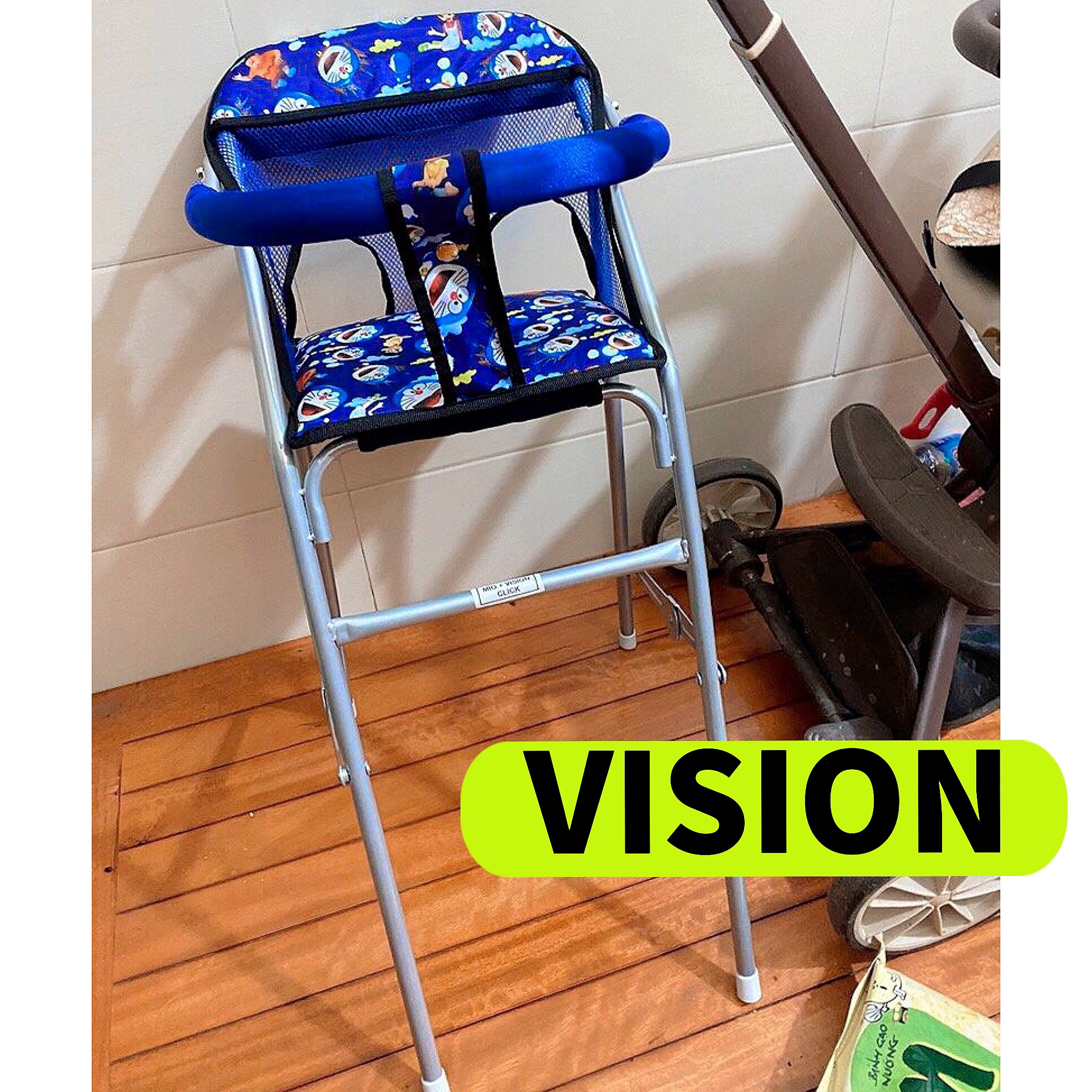 Ghế ngồi xe Vision cho bé , GHẾ GA XẾP SẮT SƠN TĨNH ĐIỆN