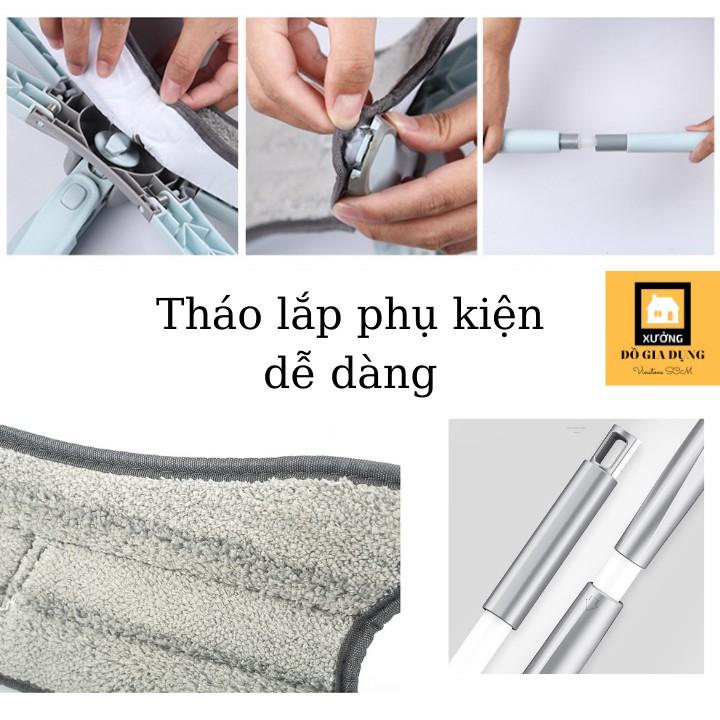 Cây lau sàn nhà chữ X thông minh [HÀNG LOẠI 1] đầu xoay 360* tiện ích có bông lau sợi microfiber mềm mịn thấm hút, vắt khô dễ dàng