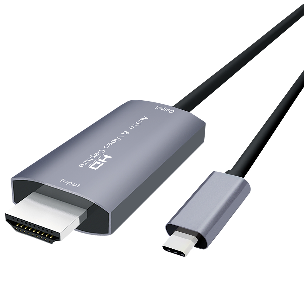 Thẻ HD Audio & Video Capture Đầu Vào 4K Đầu Ra Full HD 1080p Loại C Cho Điện Thoại Capture / Máy Tính Game Live Plug And Play, Màu Xám
