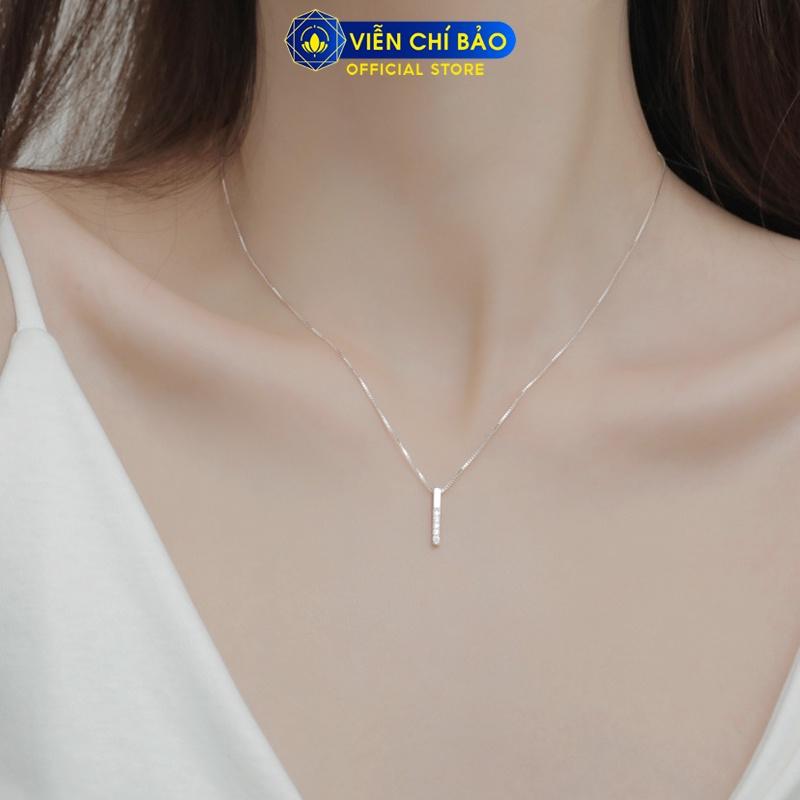 Dây chuyền bạc nữ Thanh dài Classic đính đá, vòng cổ nữ bạc 925 thời trang phụ kiện trang sức nữ Viễn Chí Bảo D400374x