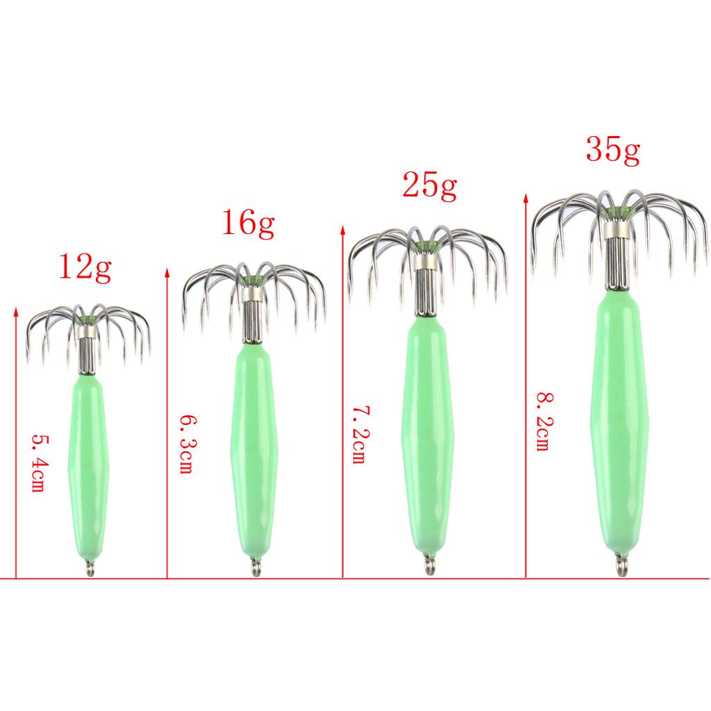 3xStainless Steel Luminous Squid Jig Hook Barrel Umbrella Octopus Hook 7.2cm