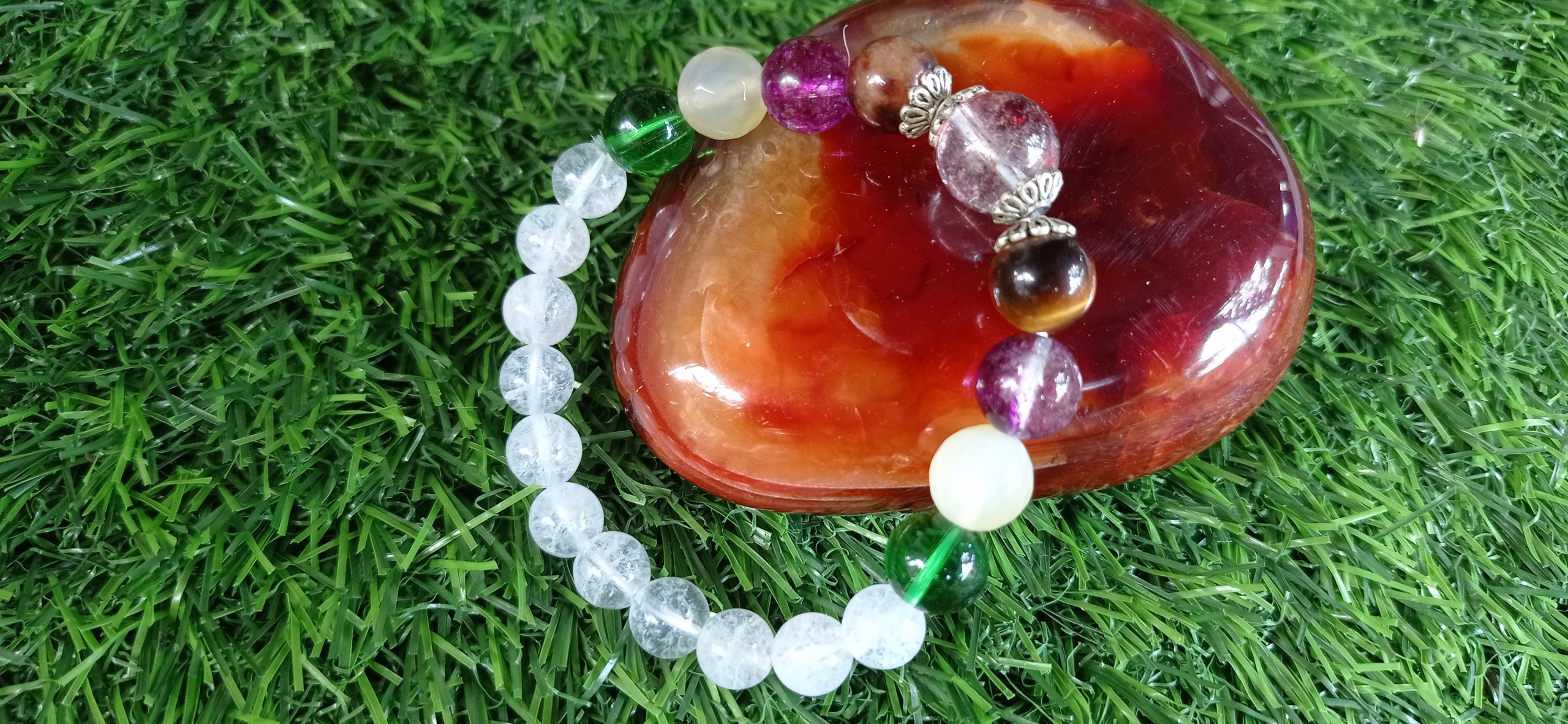 Vòng Đeo Tay Đá Thạch Anh MIX nhiều màu - Vòng đeo tay Phong Thủy Hỗ Trợ sức khỏe, Chất liệu đá HEMATITE tự nhiên, Kèm bản PHOTOCOPY giấy kiểm định