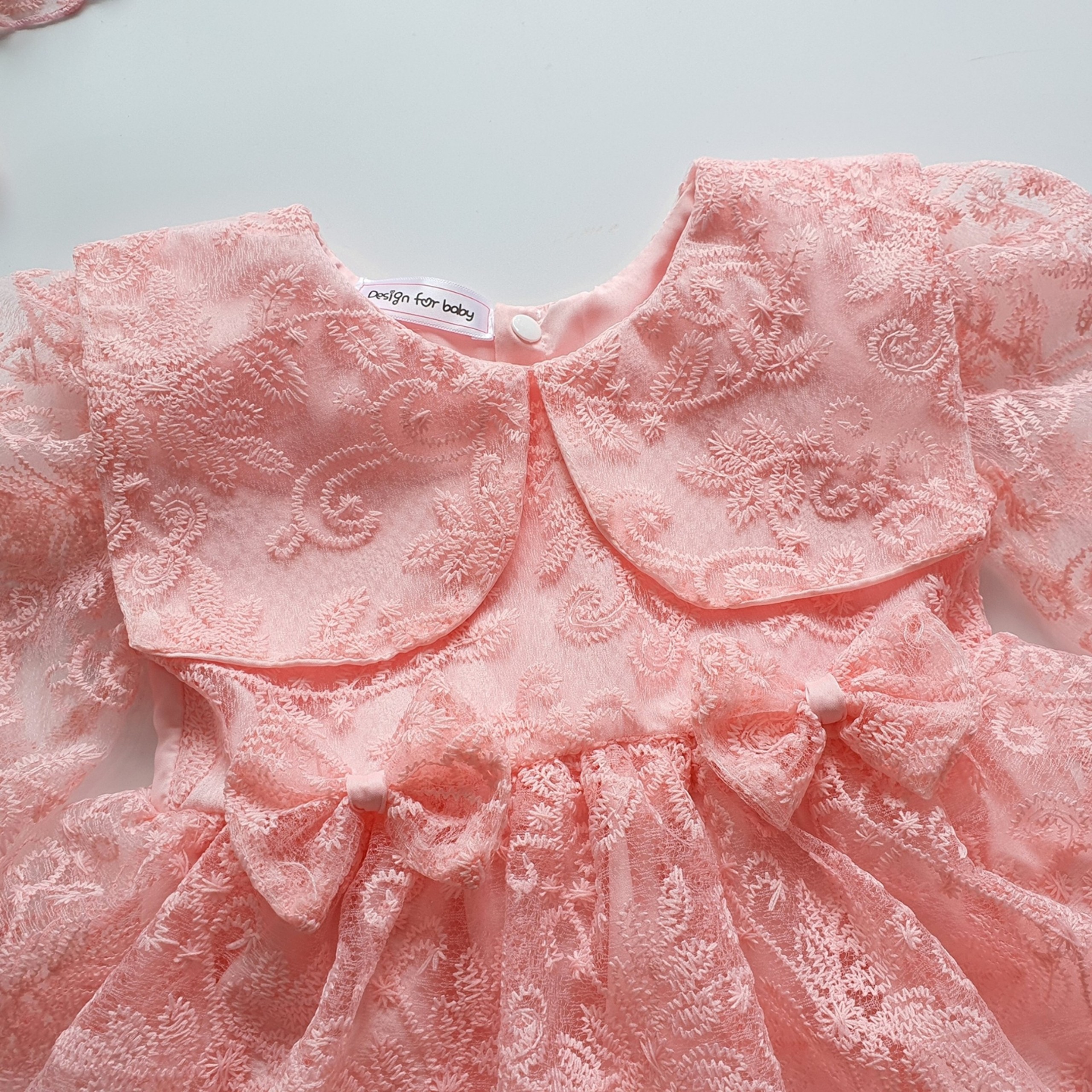 váy bé  gái ren hồng cổ thủy  tặng kèm nón 3-13kg