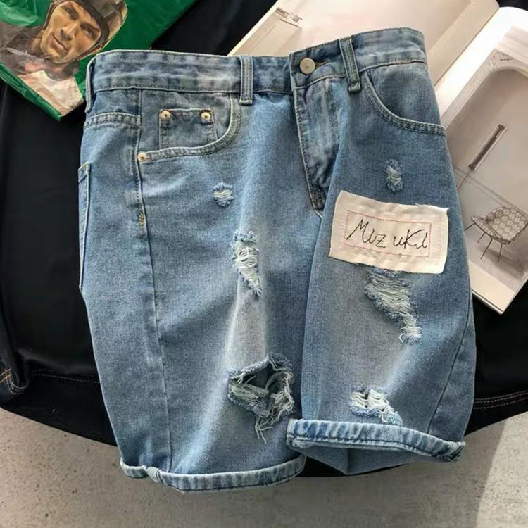 Quần short jeans đùi nam vá rách trẻ trung, thời trang xuân hè 2021