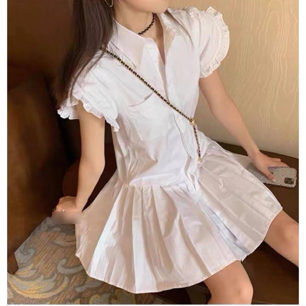 Đầm dự tiệc dáng suông đẹp cao cấp,  lai váy xếp ly nhúng xinh yêu FASHION2021