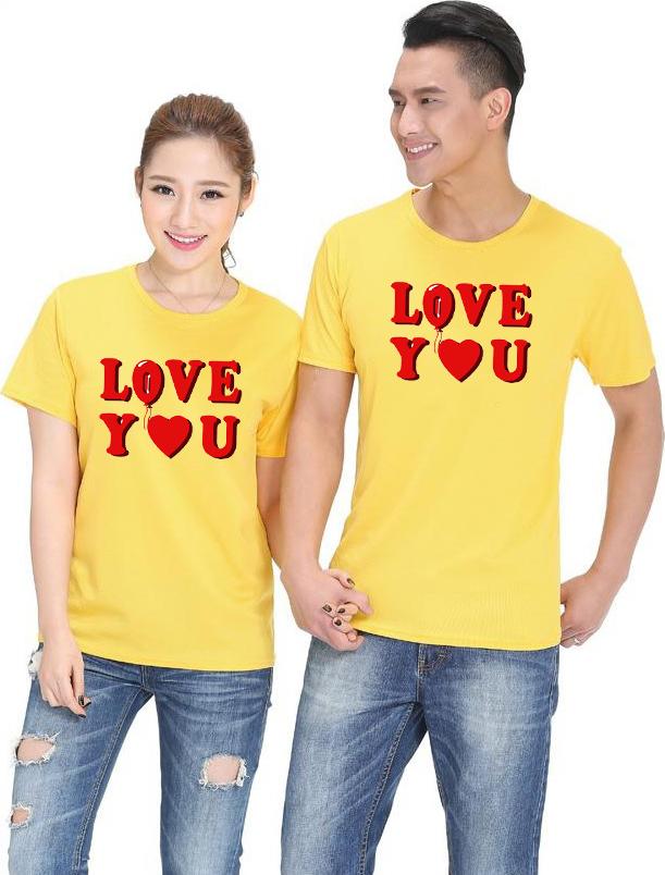 Bộ Áo Thun Đôi Nam Nữ Màu Vàng A321