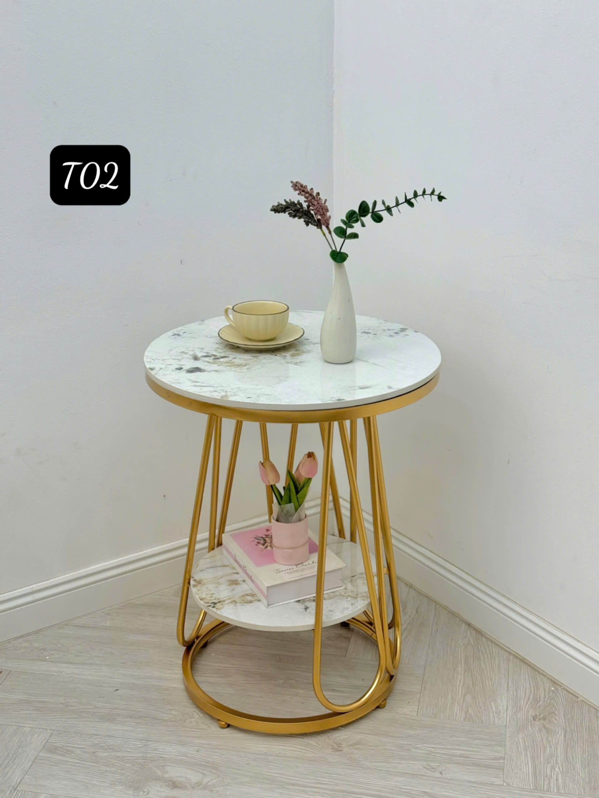 Bàn decor T02-CT Tundo mặt đá sang trọng hiện đại