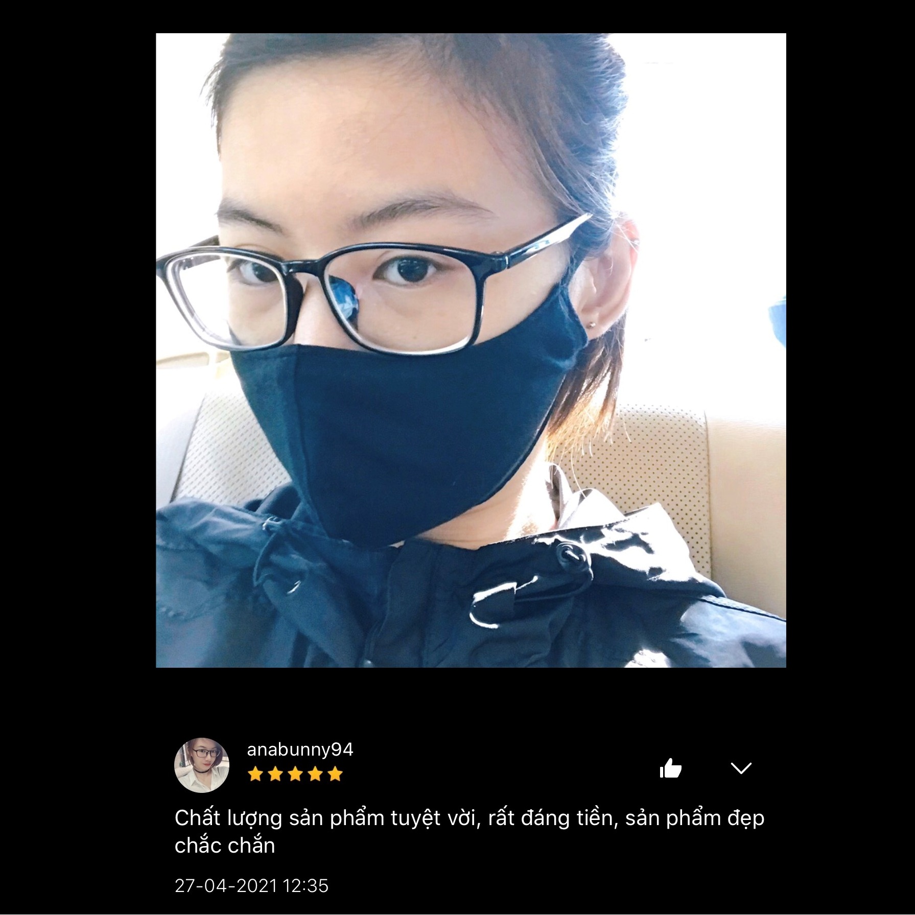 Khẩu trang vải Azumikichi màu đen, khẩu trang thời trang cao cấp sang trọng
